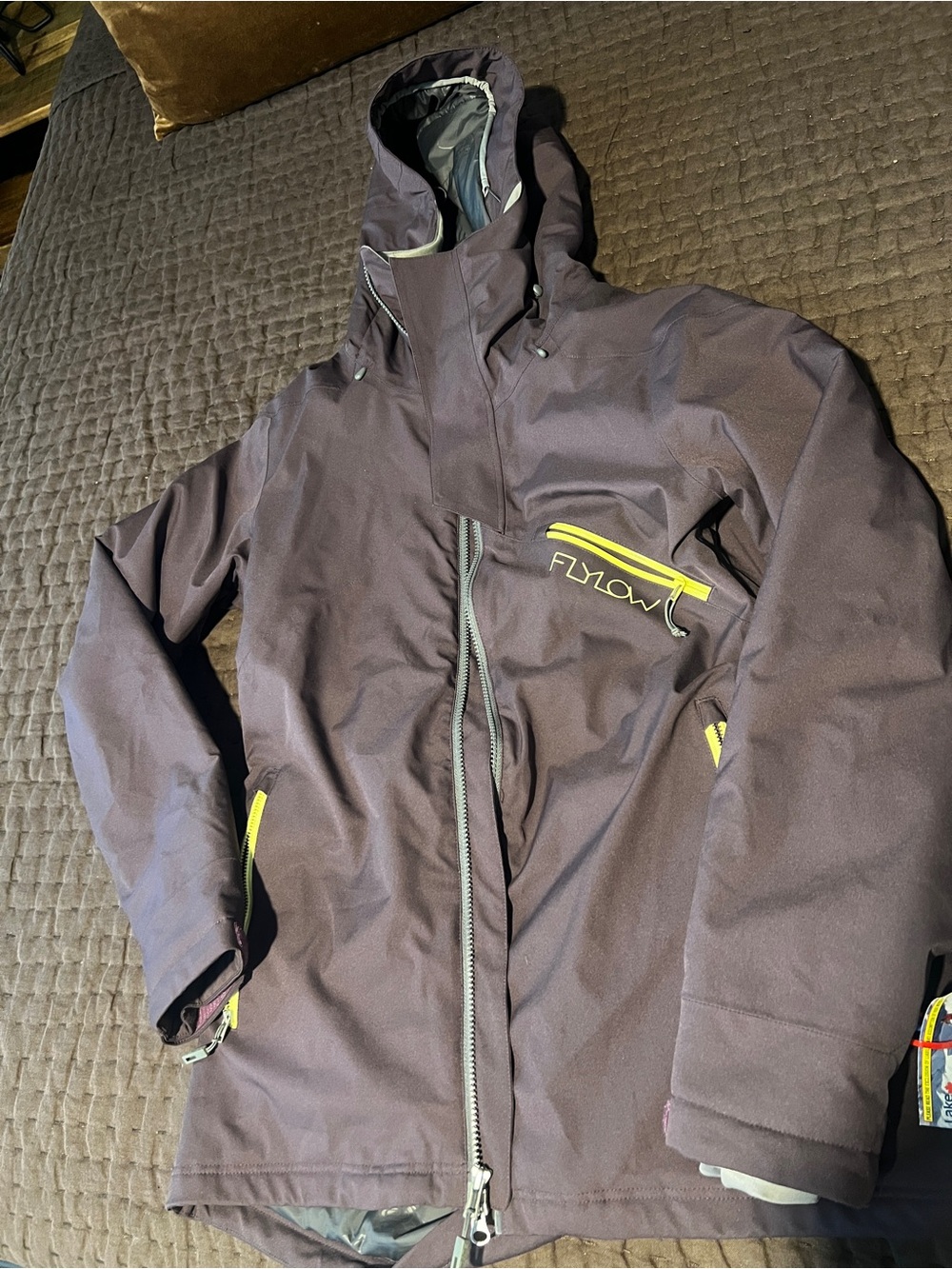 Flylow Women's Purple Ski Jacket with Yellow Accents